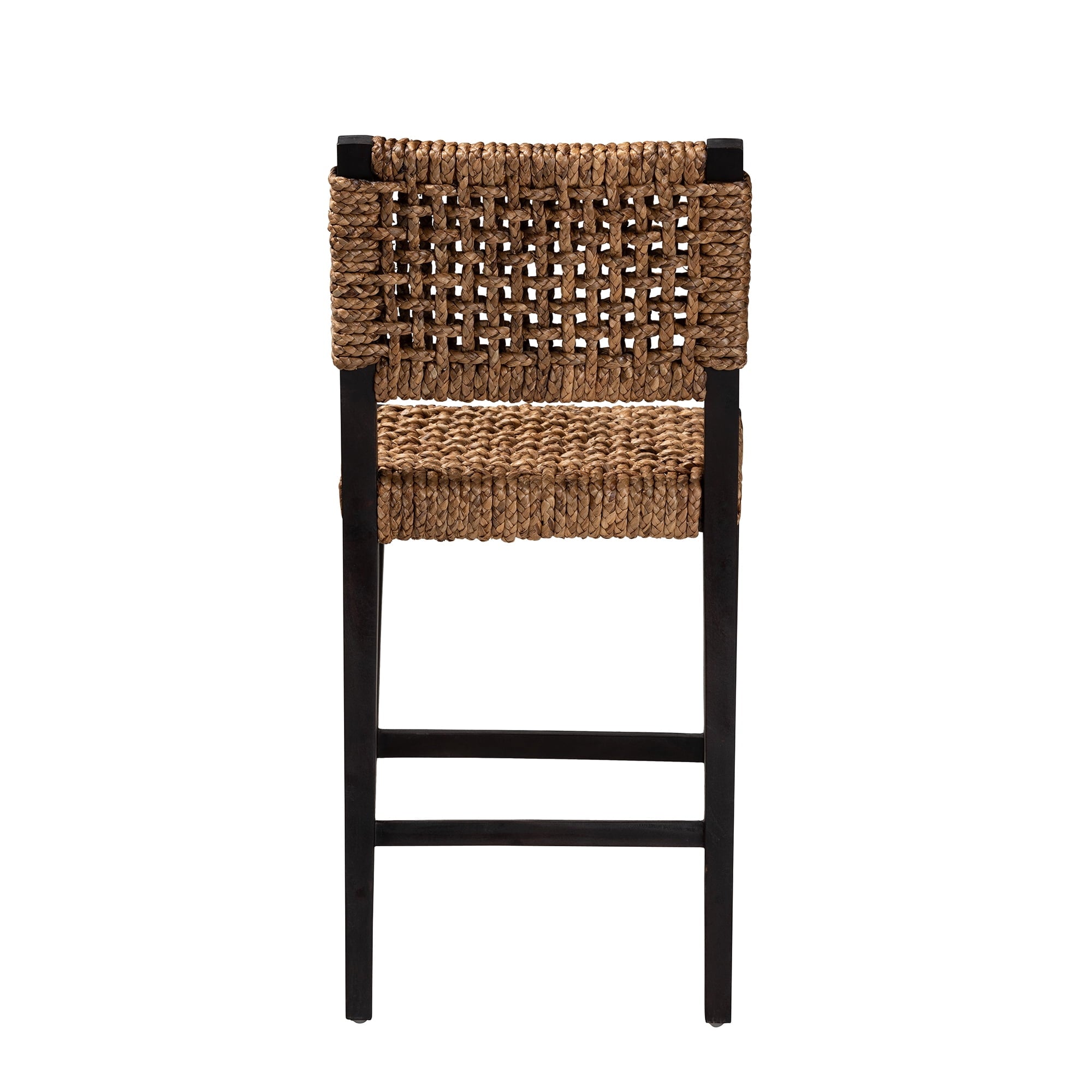 bali & pari Alise Mahogany wood and Seagrass BOHO Counter Stool, Natural Brown