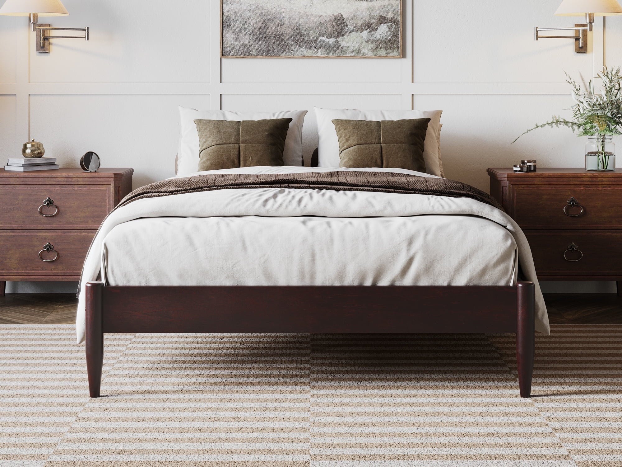 AFI Pasadena 14" Espresso Solid Wood Platform Bed, Full