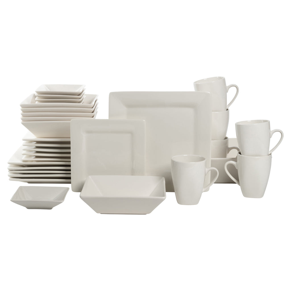 10 Strawberry Street Nova Square 40 Piece Stoneware Dinnerware Set, Gray