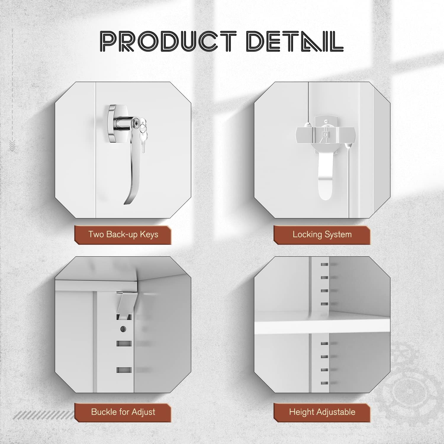 71" Metal Garage Storage Cabinet with Locking Doors and Adjustable Shelves for Home, Office(Black)