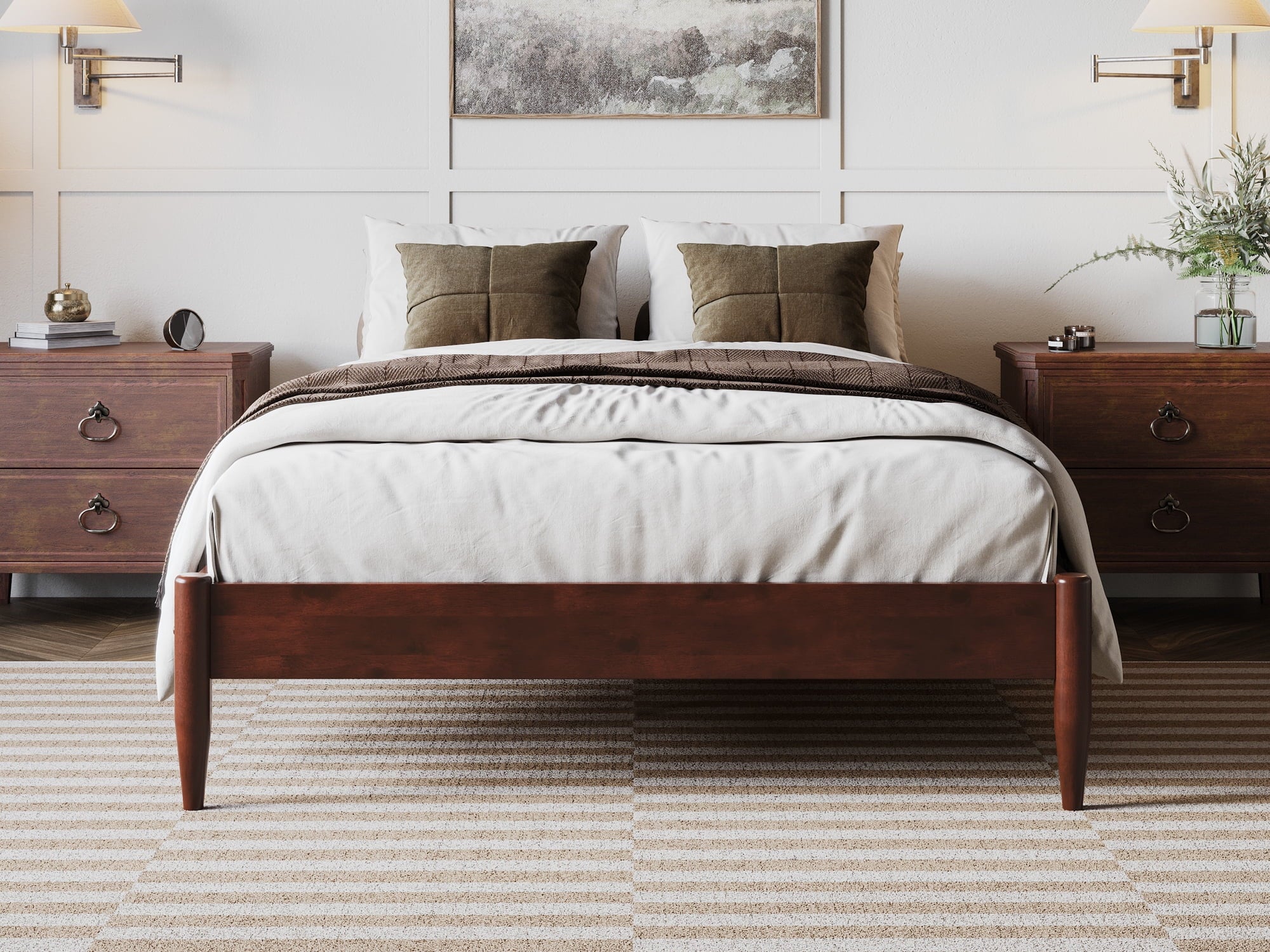 AFI Pasadena 14" Walnut Solid Wood Platform Bed, Full