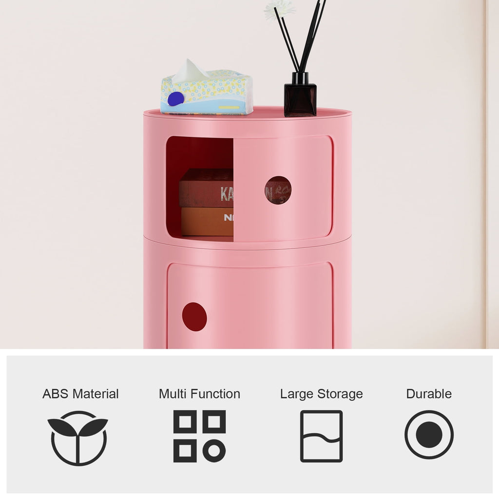 3 Drawer Sliding Barrel Modern Bedroom Nightstand, White