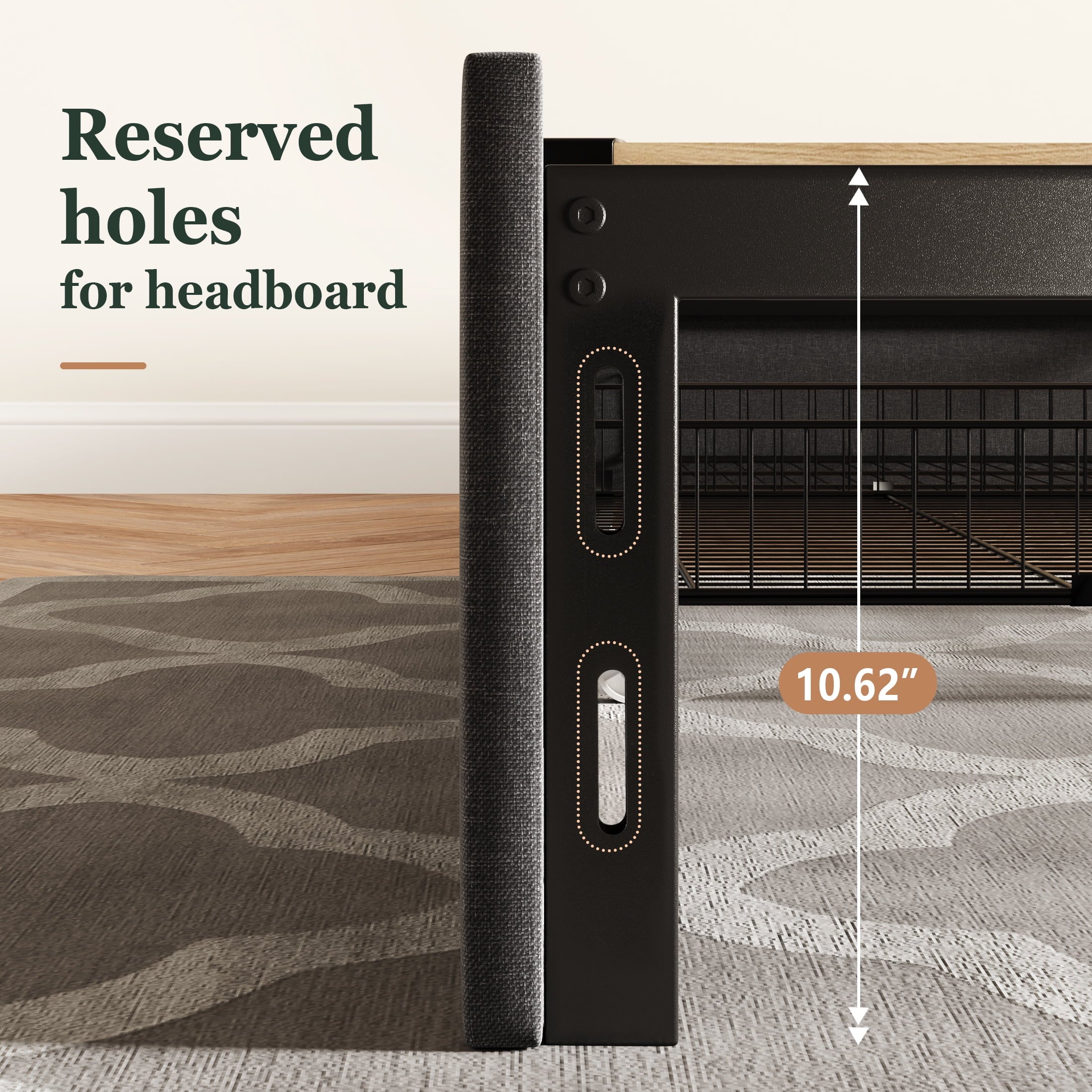 Amolife Queen Size Upholstered Platform Bed Frame with 3 Storage Drawers and Wooden Slats, Dark Gray