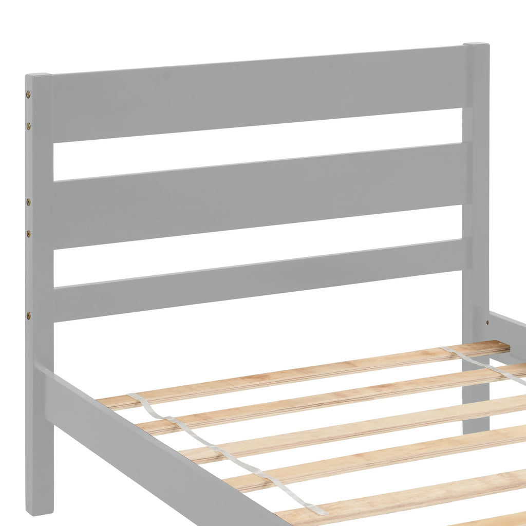 Bellemave Twin Size Pine-Wood Bed Frame With Classic Headboard and Footboard,No Box Spring Needed,Gray