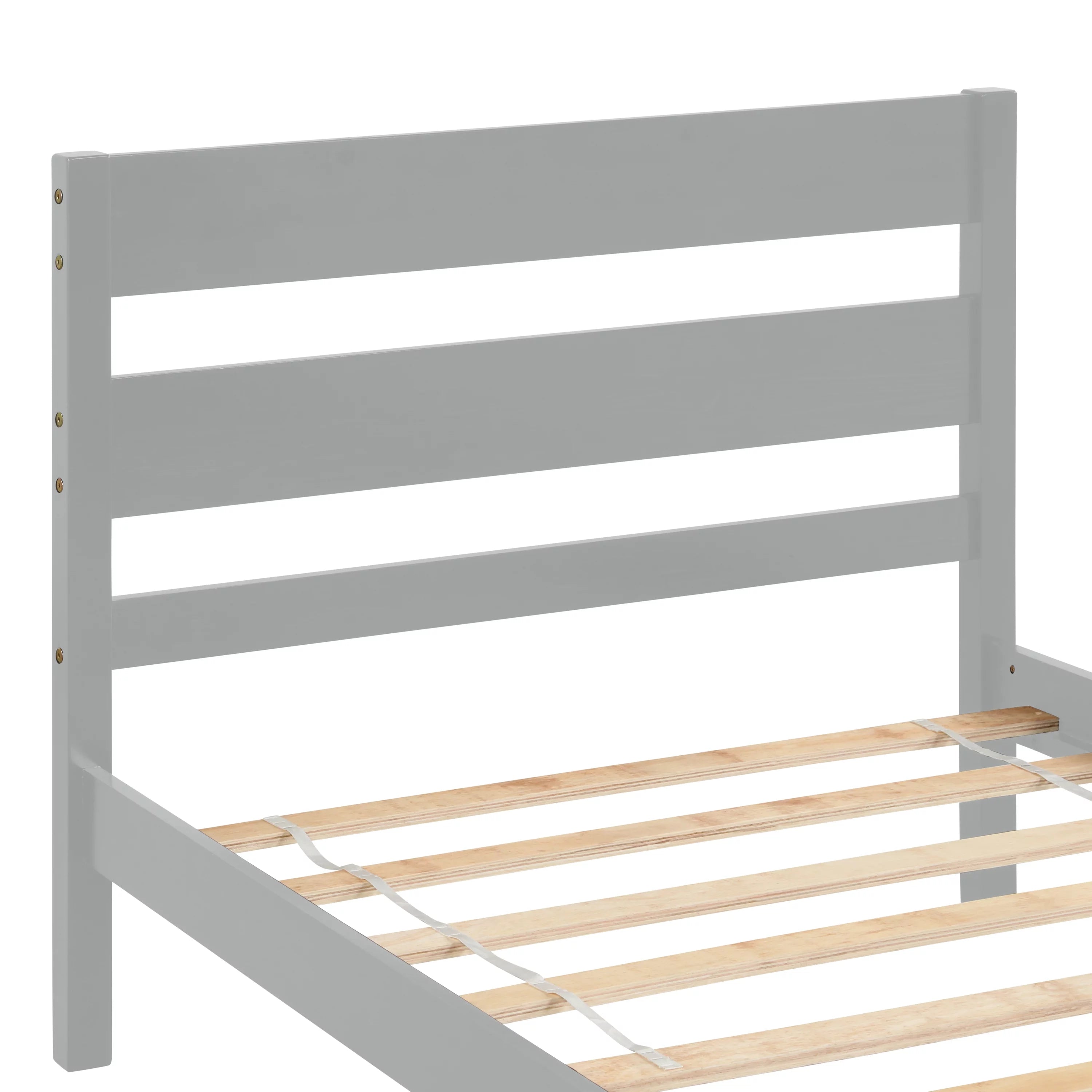 Bellemave Twin Size Pine-Wood Bed Frame With Classic Headboard and Footboard,No Box Spring Needed,Gray