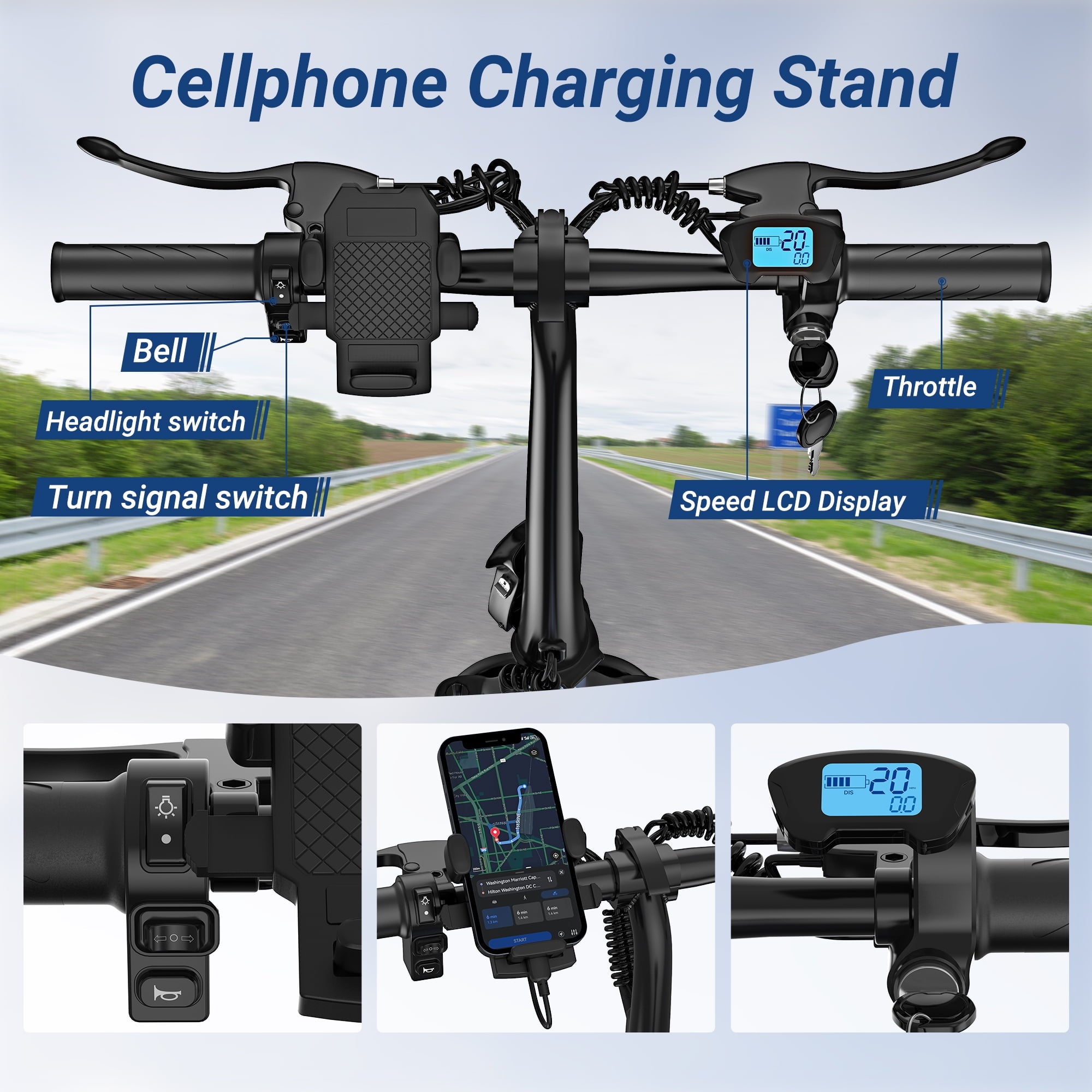 AOVOPRO EB60P Electric Bike 500W 48V 15.6Ah, 14' Mini Ebike for City Commuter, Folding Electric Bicycle for Adult with Two Seats UL2849