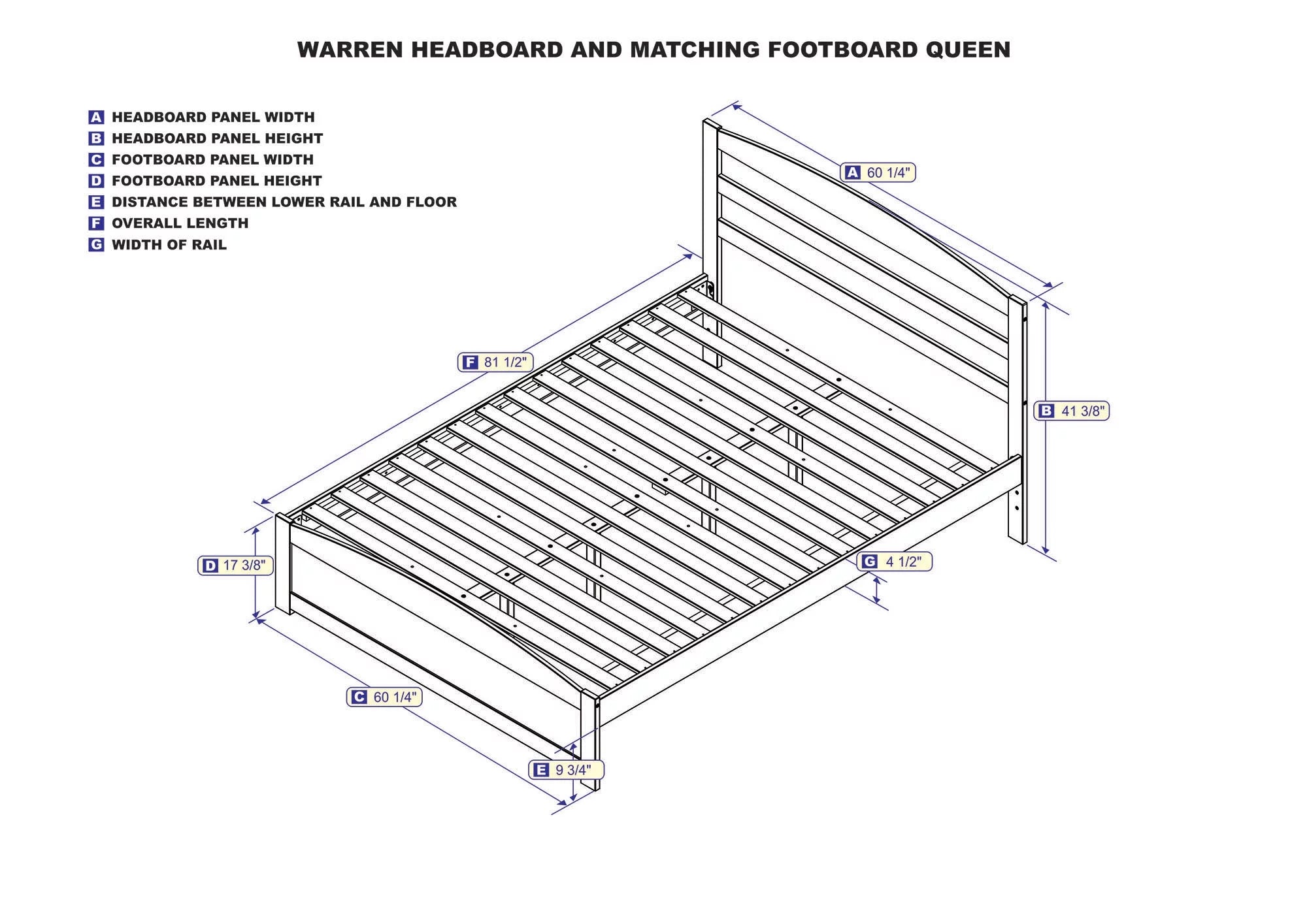 AFI Warren 14" Queen Wood Platform Bed Frame with Headboard and Footboard, Espresso