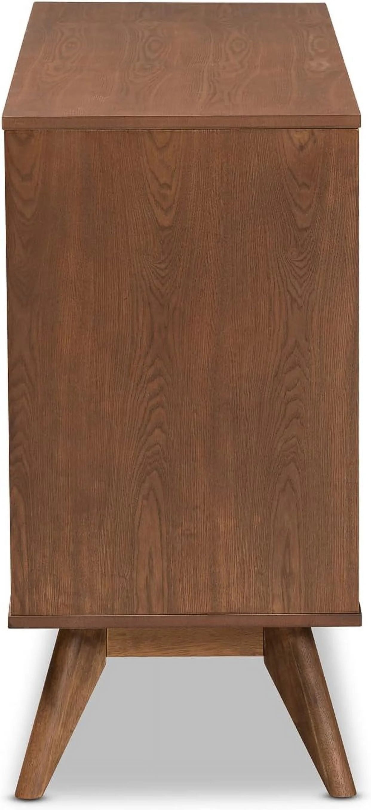 Barrett -Century Modern Walnut Brown Finished Wood And Synthetic Rattan 6-Drawer Dresser