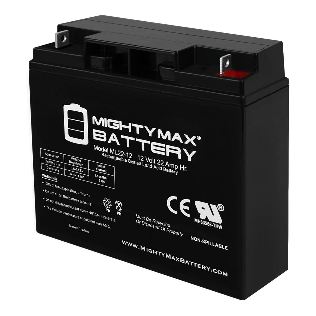 12V 22AH SLA Battery Replacement for EV-Rider Superlight 3 - 2 Pack