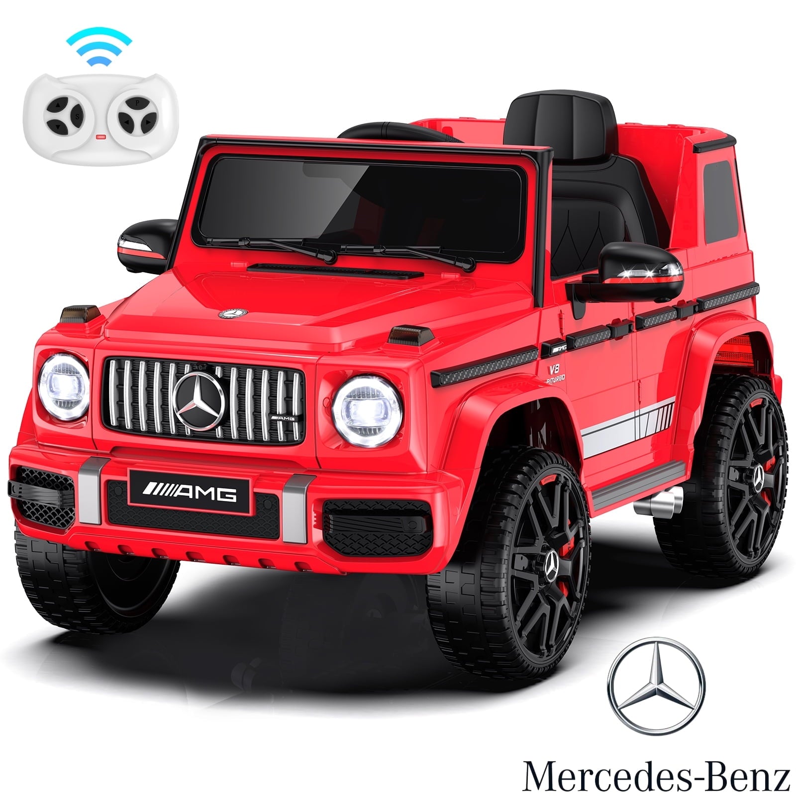 12Volt 1 Seater Mercedes-Benz G63 Licensed Powered Ride on Toy with Remote Control, Gift for Kids Aged 2~4 Years -Red