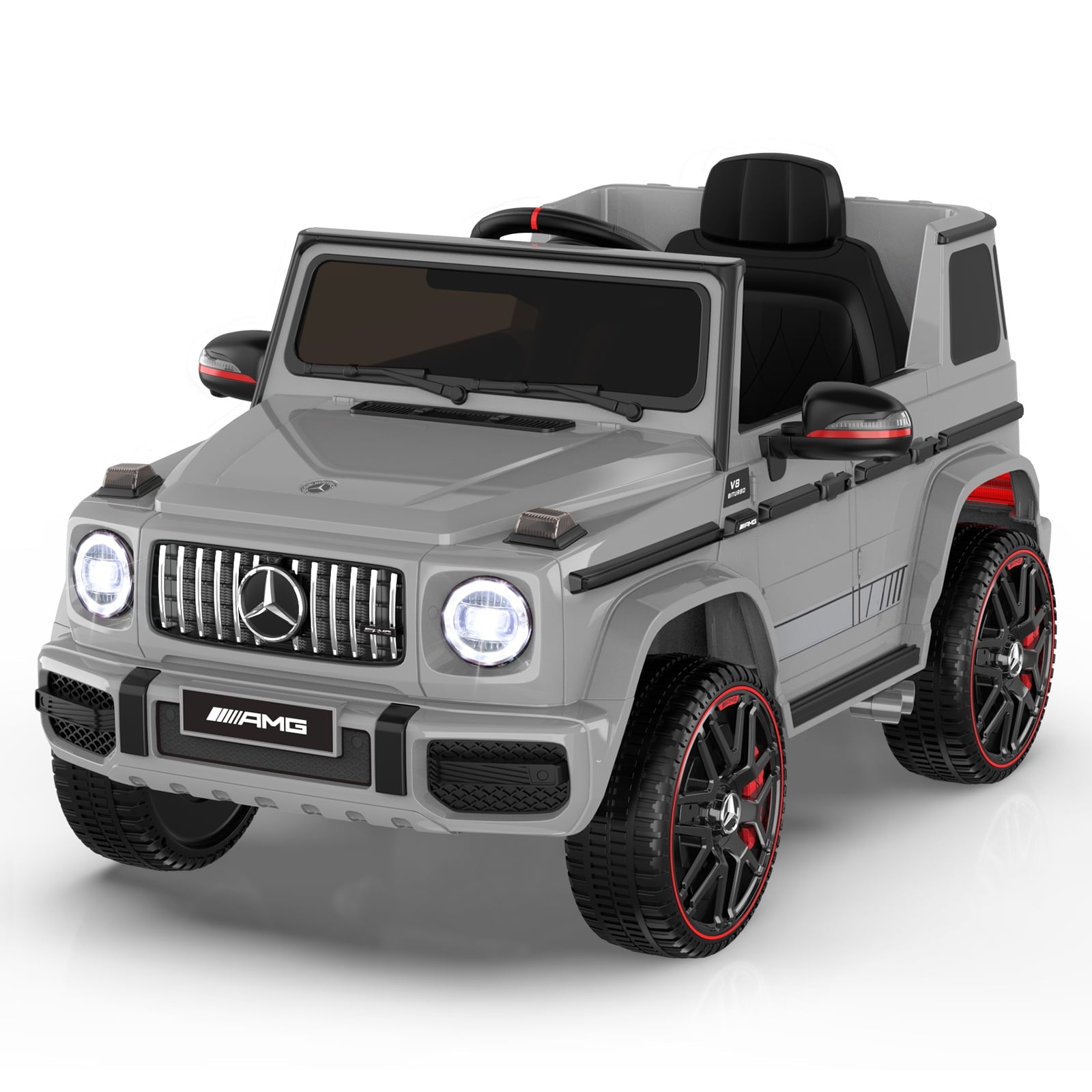 12Volt 1 Seater Mercedes-Benz G63 Licensed Powered Ride on Toy with Remote Control, Gift for Kids Aged 2~4 Years -Red