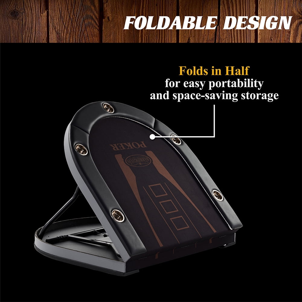 Barrington 10-Player Poker Table with In-laid LED Lights, Brown and Black