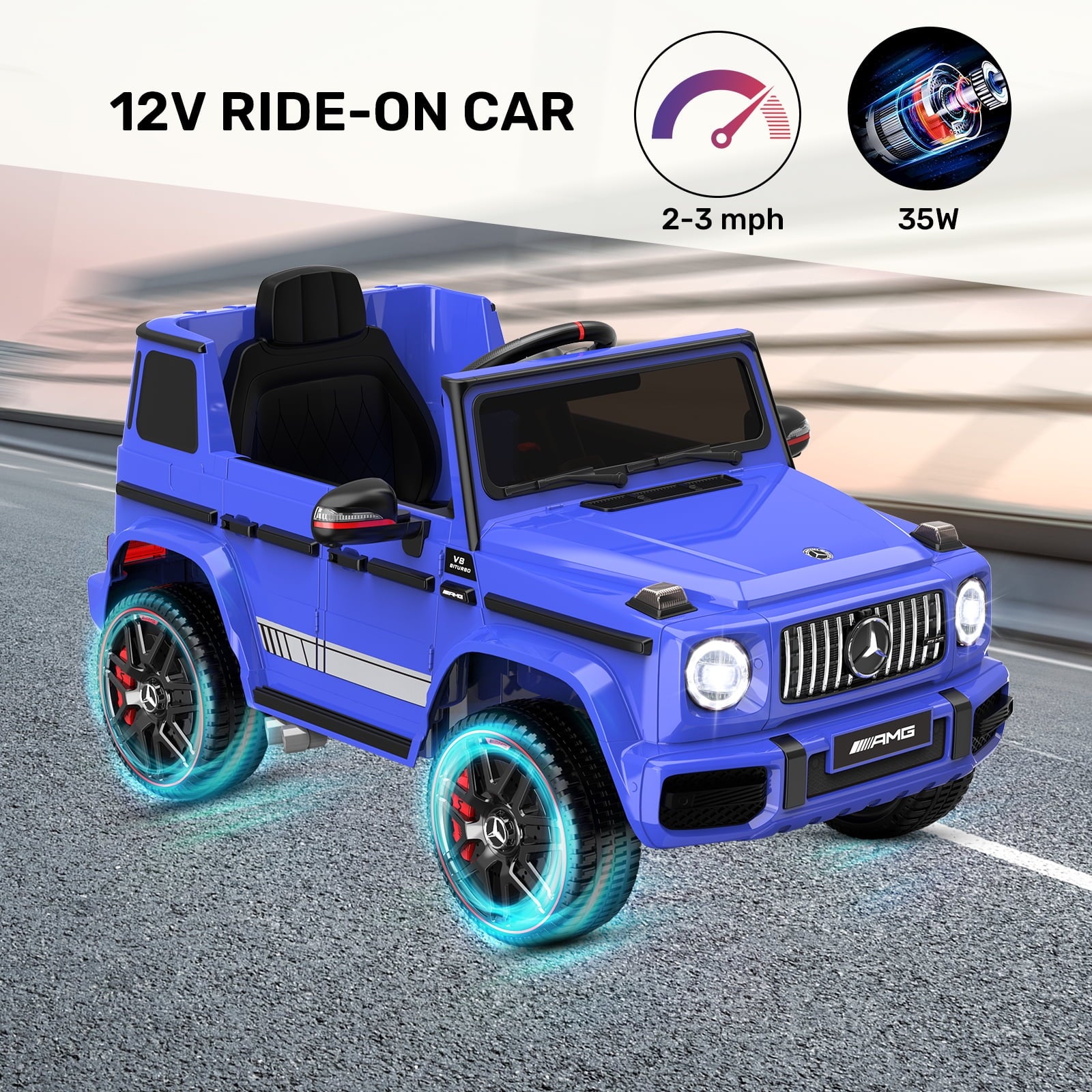 12Volt 1 Seater Mercedes-Benz G63 Licensed Powered Ride on Toy with Remote Control, Gift for Kids Aged 2~4 Years -Red