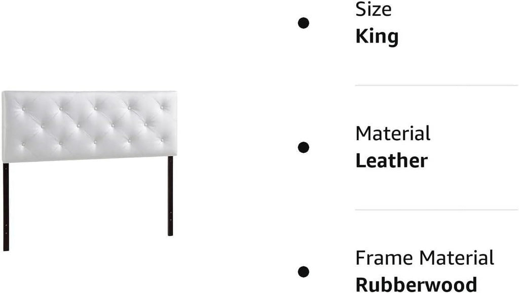 Baltimore Modern And Contemporary King White Faux Leather Upholstered Headboard
