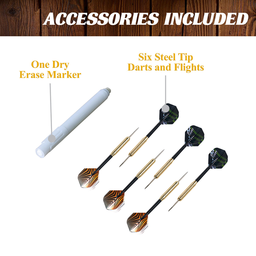 Barrington Prescott Collection Bristle Dartboard Cabinet with LED Light, 40 inch x 23.7 inch x 3.375 inch