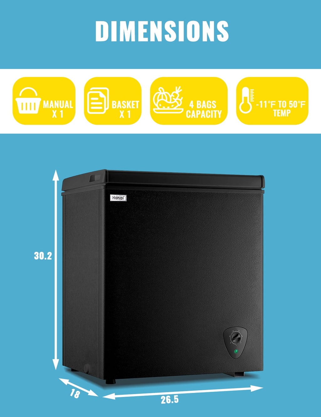 3.5 Cubic Feet Chest Freezer Small Deep Freezers with 7 Gears Temp Control Office Dorm Kitchen White