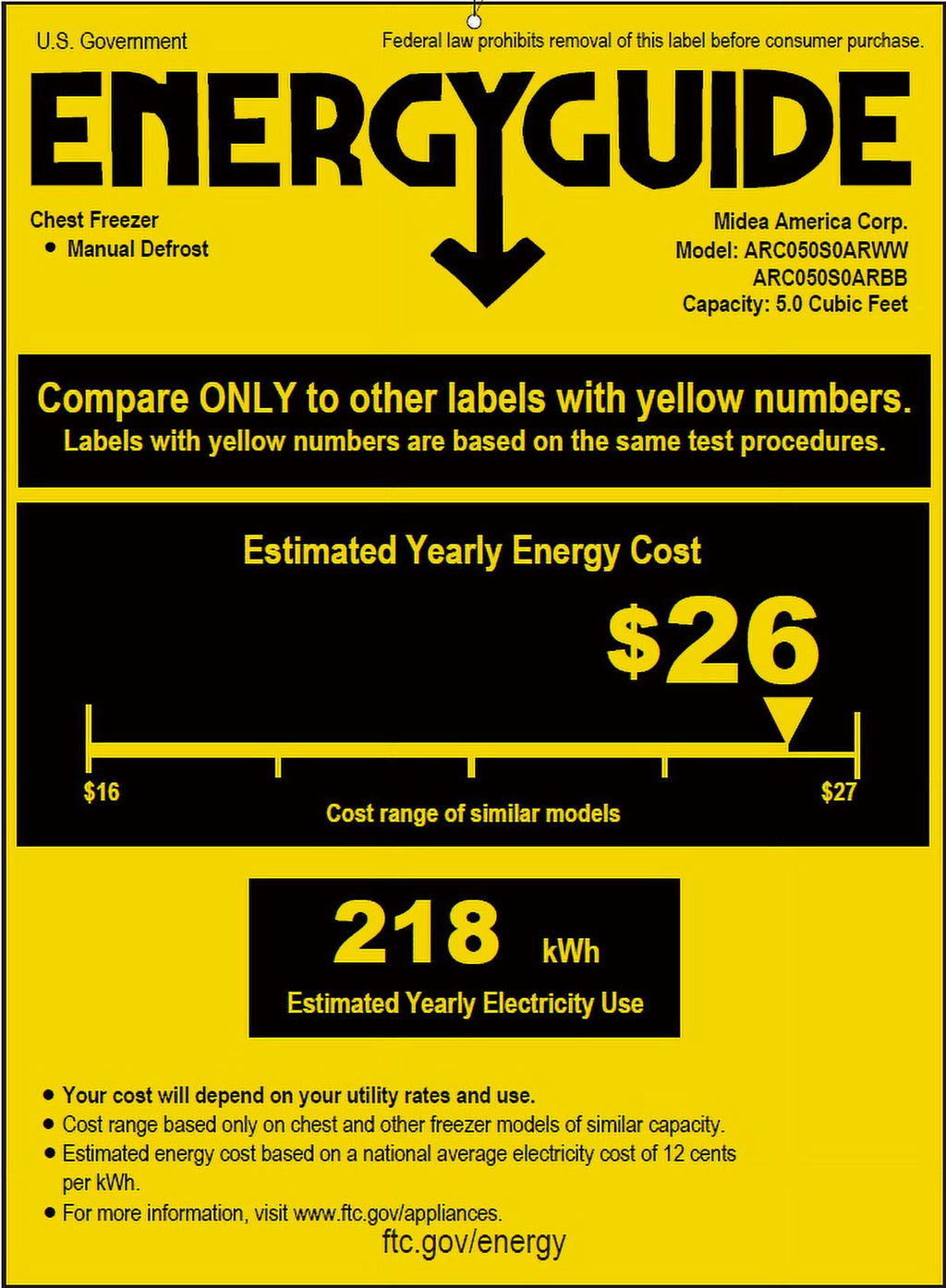 Arctic King 5 Cu ft Chest Freezer, Garage Ready, Black