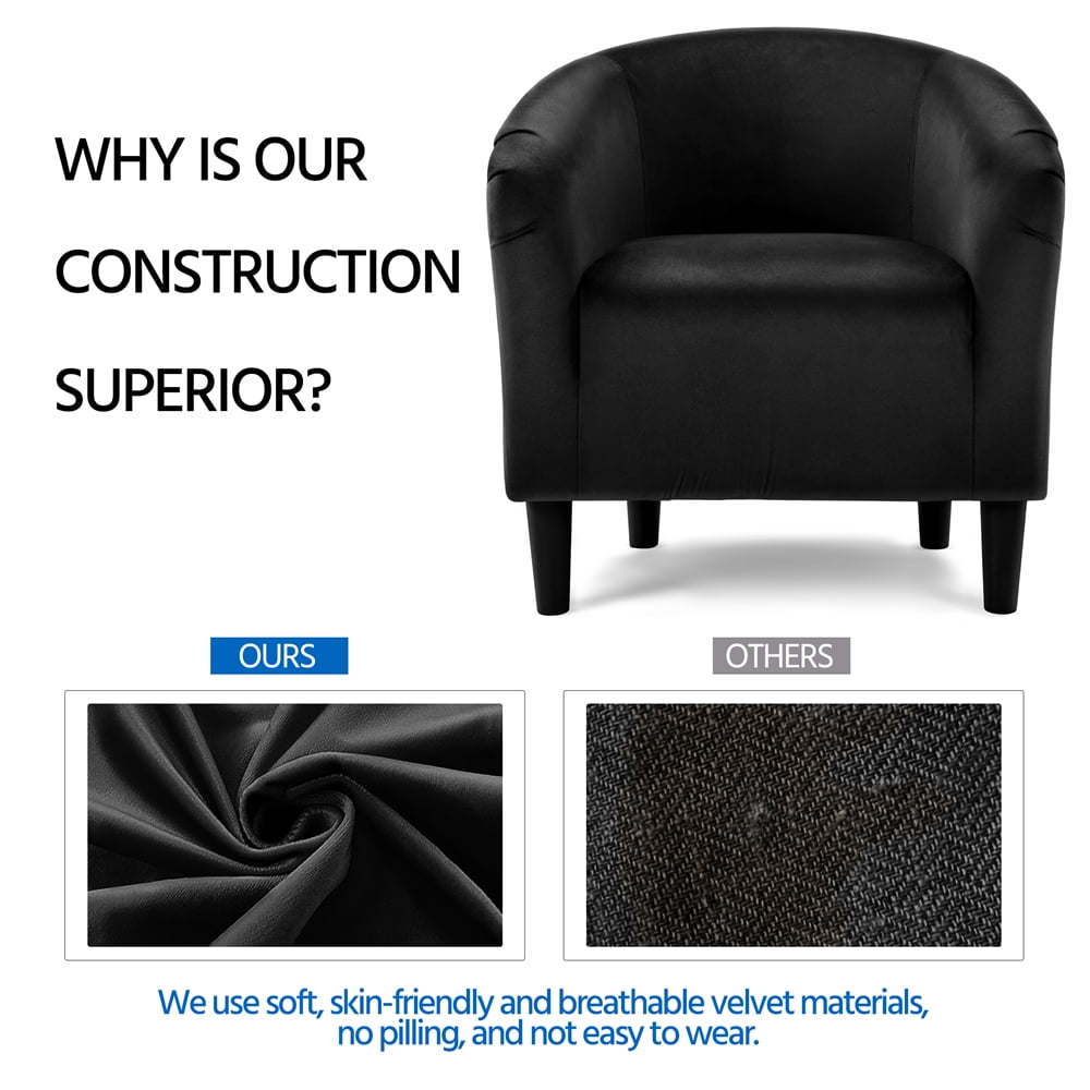 Alden Design Upholstered Velvet Club Accent Chair for Living Room, Yellow