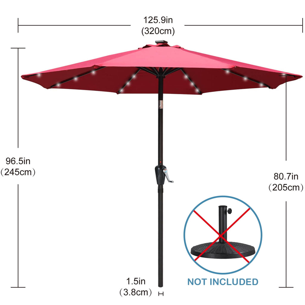 ABCCANOPY 7.5ft Patio Solar Umbrella LED Outdoor Umbrella with Tilt and Crank, Turquoise