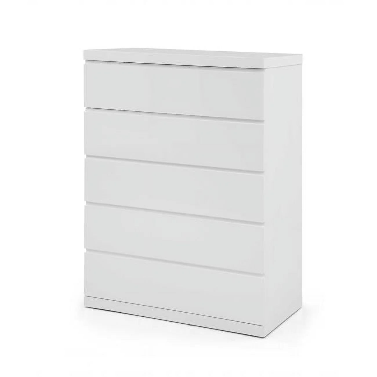 36 x 20 x 47 in. Gloss White Stainless Steel 5 Drawer Chest