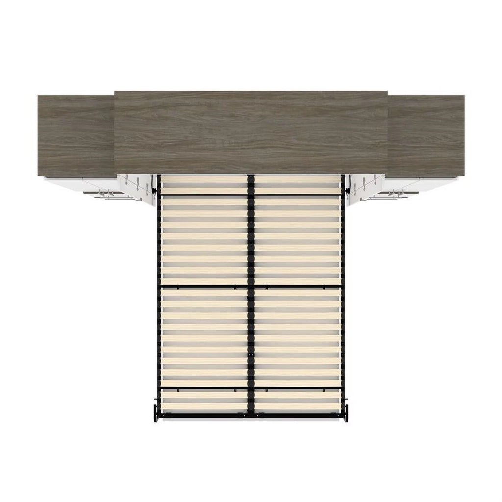 Atlin Designs 104" Modern Wood Queen Murphy Bed with 2 Storage Cabinets in White