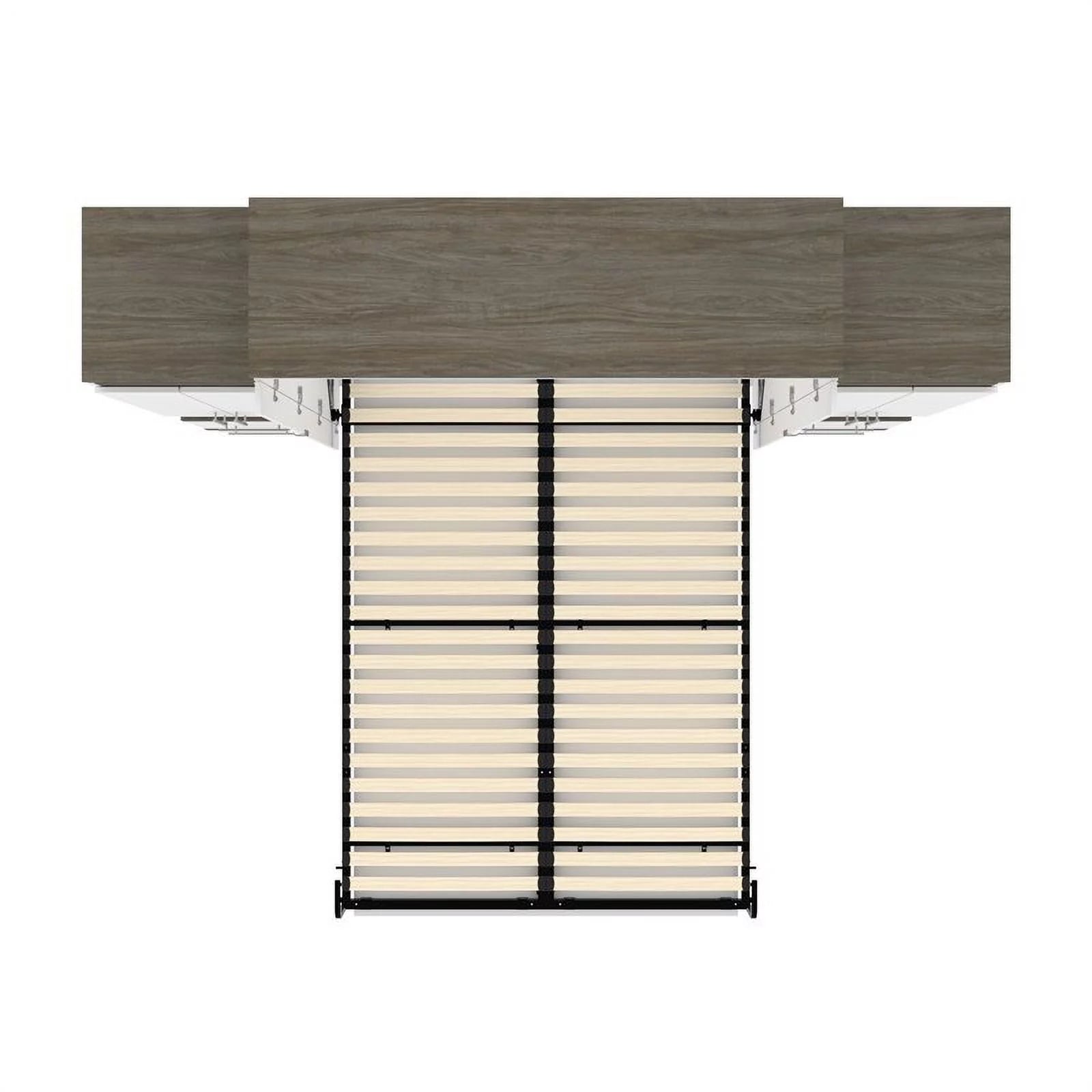 Atlin Designs 104" Modern Wood Queen Murphy Bed with 2 Storage Cabinets in White