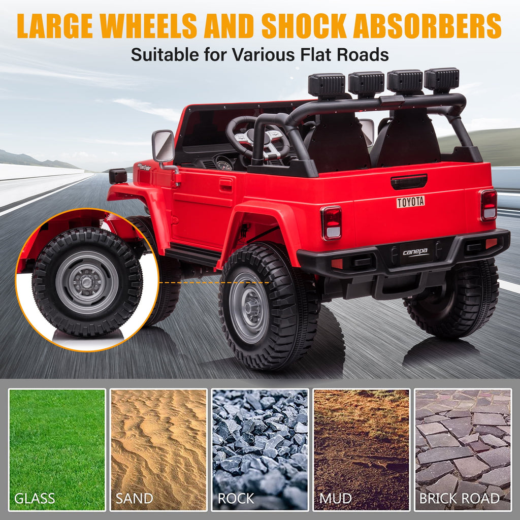 2 Seater 24V Ride on Car, Licensed Toyota Land Cruiser FJ40 Electric Truck with Remote Control, 4x80W Engine, Battery Powered Kid Car to Drive for Boy Girl, White