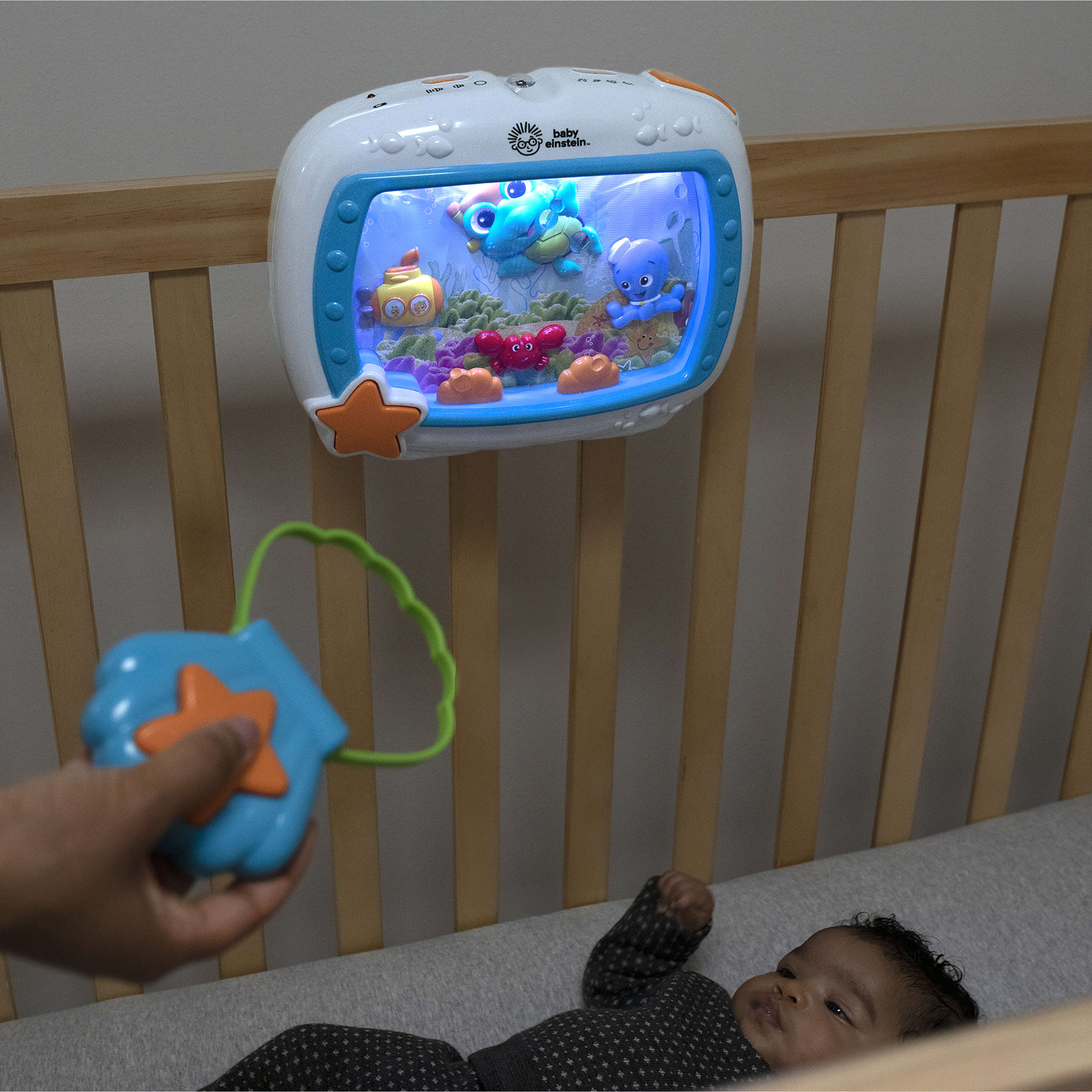Baby Einstein Sea Dreams Soother Baby Sleep Sound Machine with Remote, Multicolor