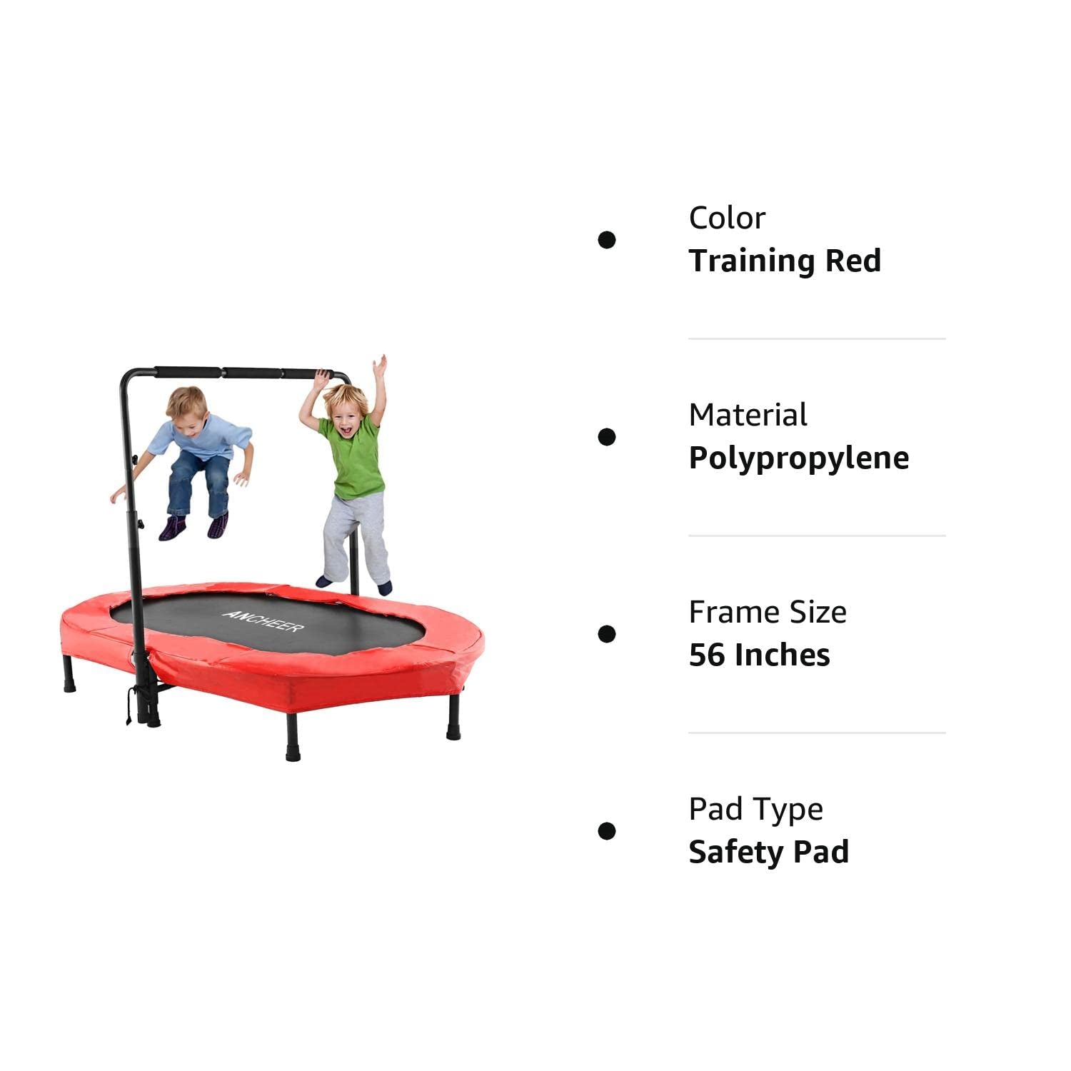 ANCHEER Foldable Trampoline, Mini Rebounder Trampoline with Adjustable Handle, Exercise Trampoline, Parent Child Trampoline Max 220lbs