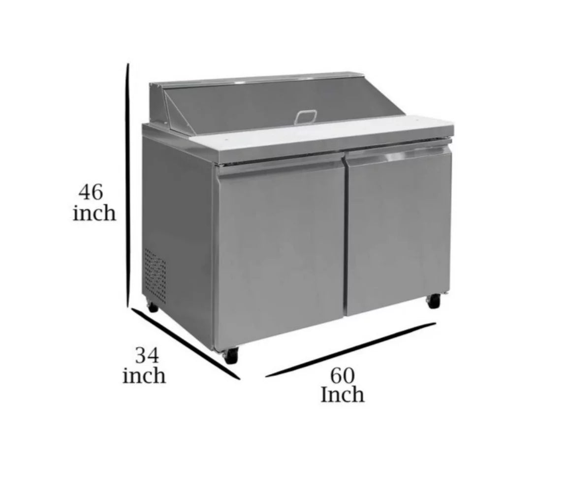 60.25 in. W 15 cu. ft. Commercial Food Prep Table Refrigerator Cooler in Stainless Steel