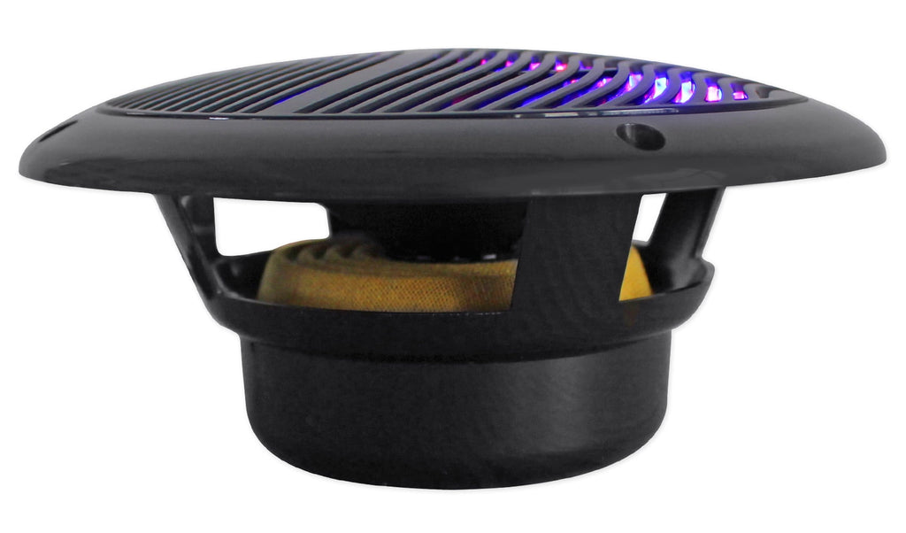 (4) Rockville RMC65LB 6.5" 1200w Black Marine Speakers w/Multi Color LED+Remote