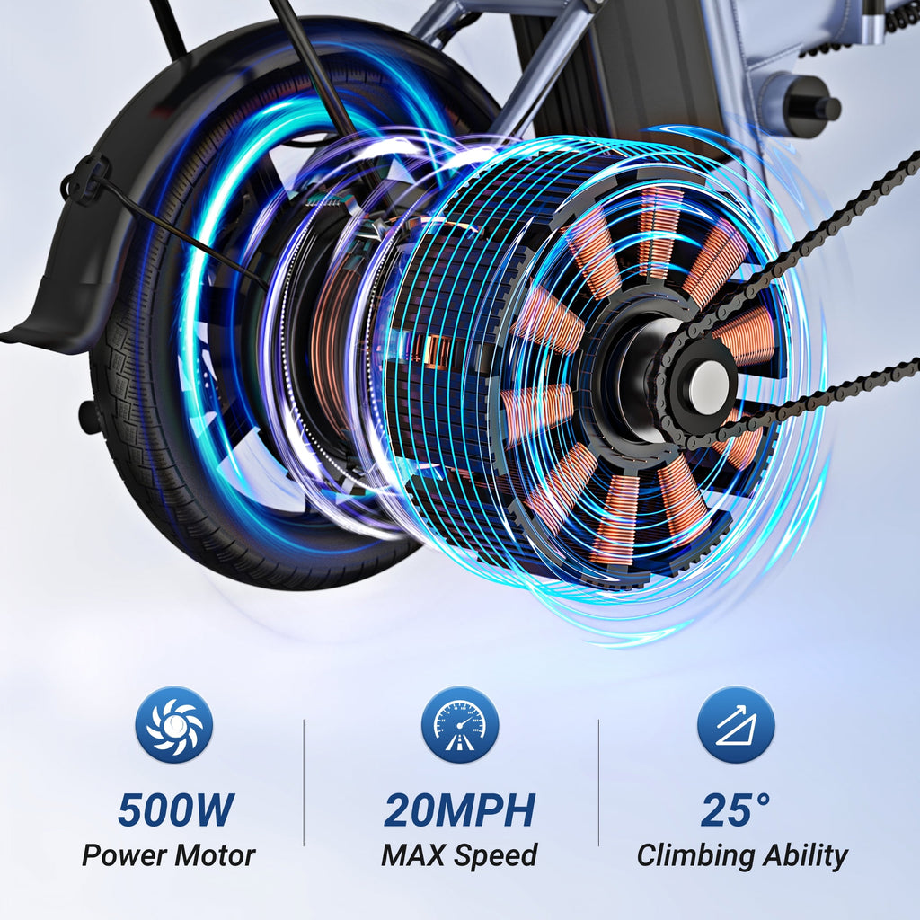 AOVOPRO EB60P Electric Bike 500W 48V 15.6Ah, 14' Mini Ebike for City Commuter, Folding Electric Bicycle for Adult with Two Seats UL2849