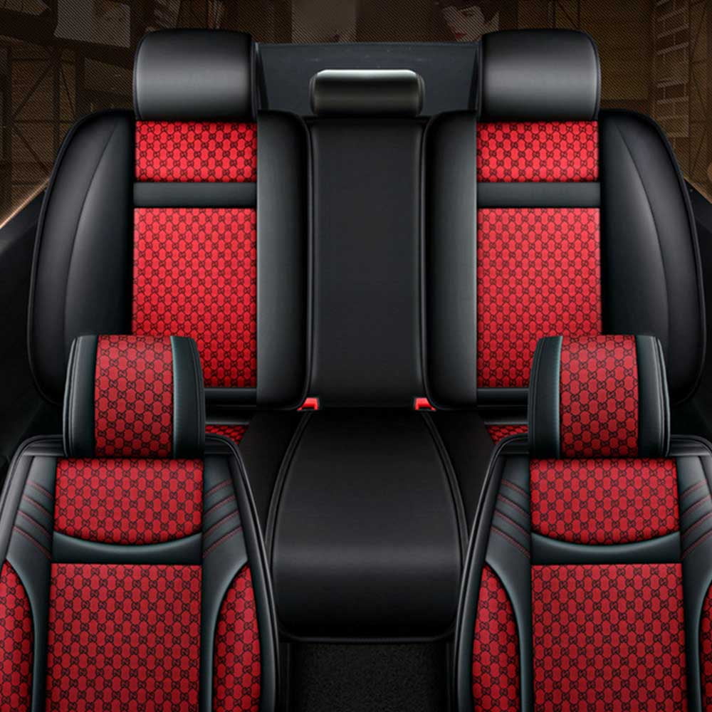 Aotiyer Universal Car Seat Covers 5PCS Full Set Car Seat Covers Accessories Breathable Leather Automotive Seat Covers for Most Cars SUVs Pick-up Trucks