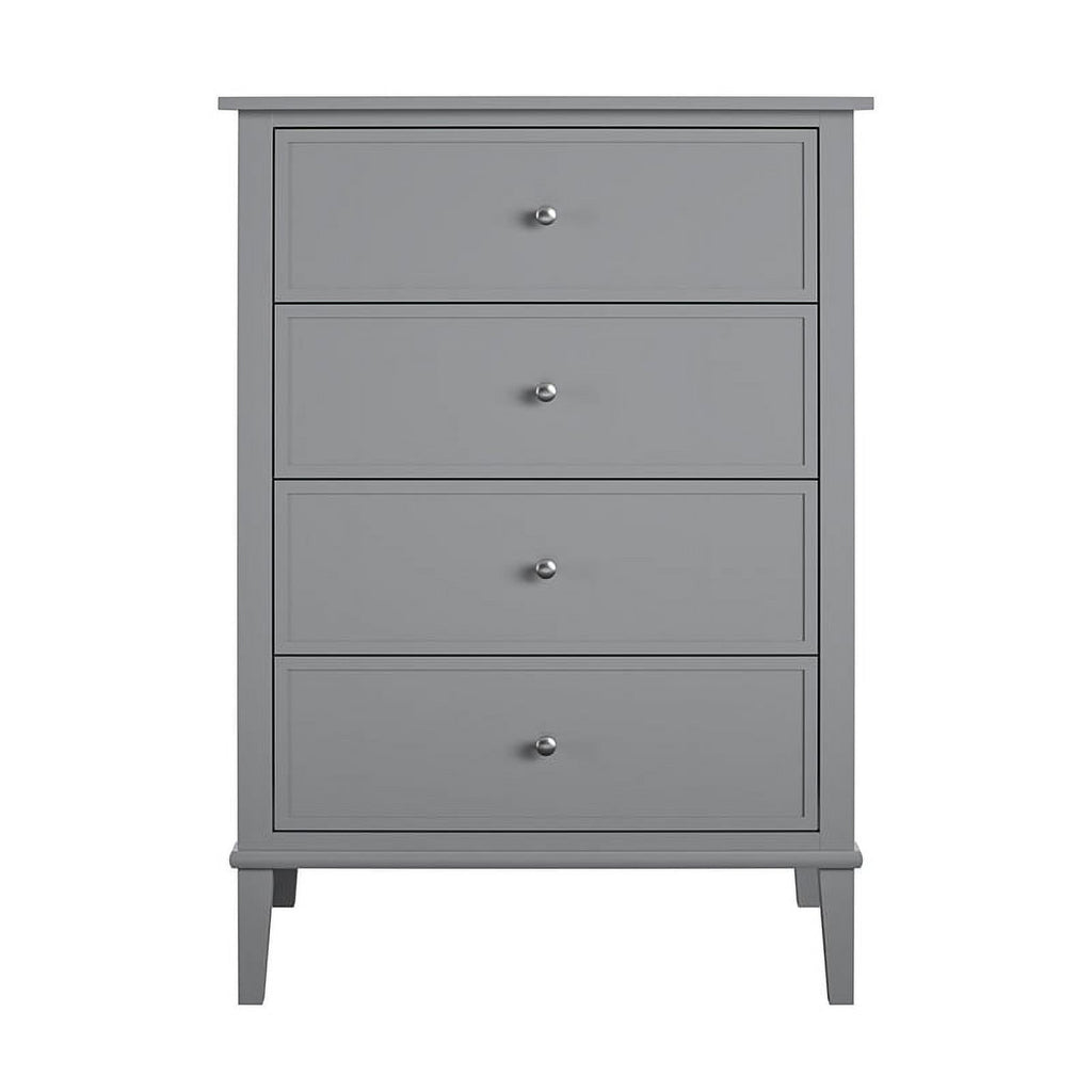 Ameriwood Home Lennon Tall 5 Drawer Dresser, Medium Brown and Faux Rattan