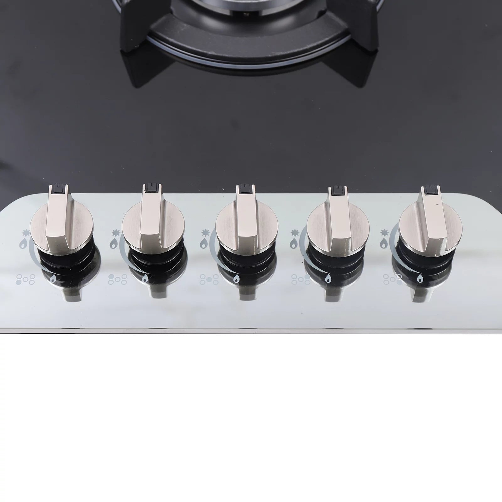 35 Inch Built-in Gas Cooktop 5 Burners Gas Stove Gas Hob Stovetop Stainless Steel Cooktop Cast Iron Grates, Black