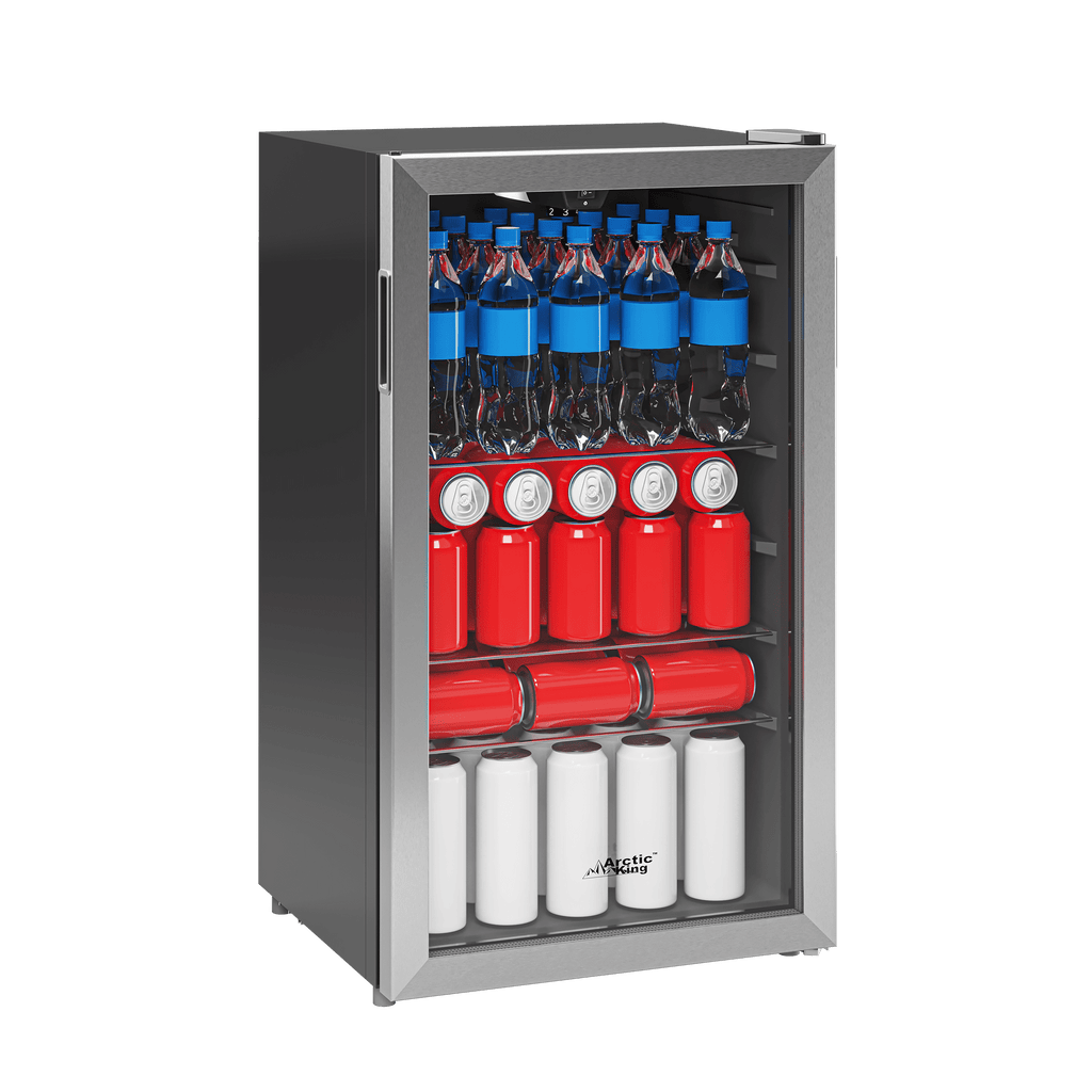 Arctic King 115-Can Beverage Fridge & Cooler, Stainless Steel Look, ARV115B1AST