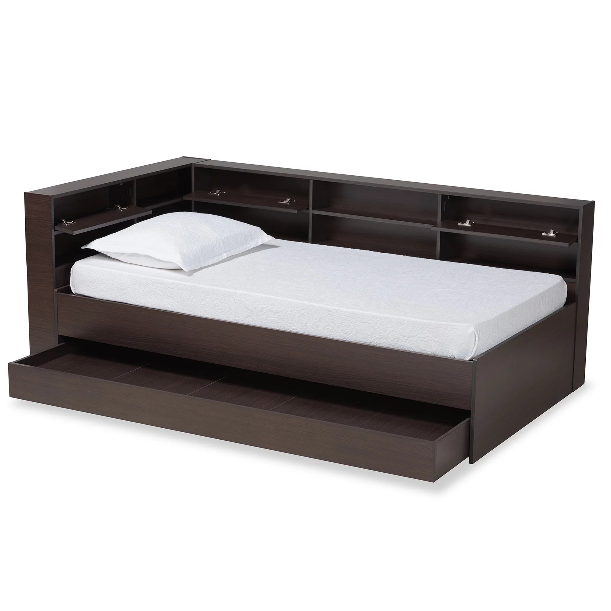 Baxton Studio Faraday Dark Brown Finished Wood Twin Size Corner Bed