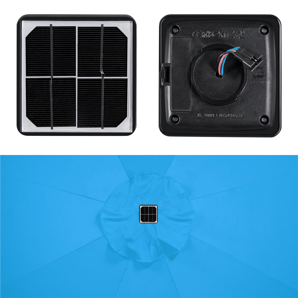 Alden Design 7.5ft Standard Patio Umbrella with LED Lights, Tan