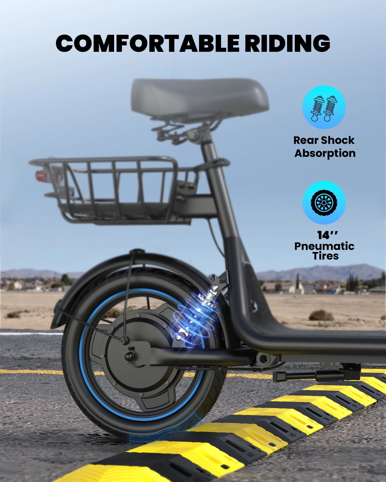 Athletgo C1PLUS 650W Electric Scooter with Seat for Adult,14 inch Commuter Electric Scooter with Bigger Seat - up to 25 Miles 18.6MPH Rear Basket