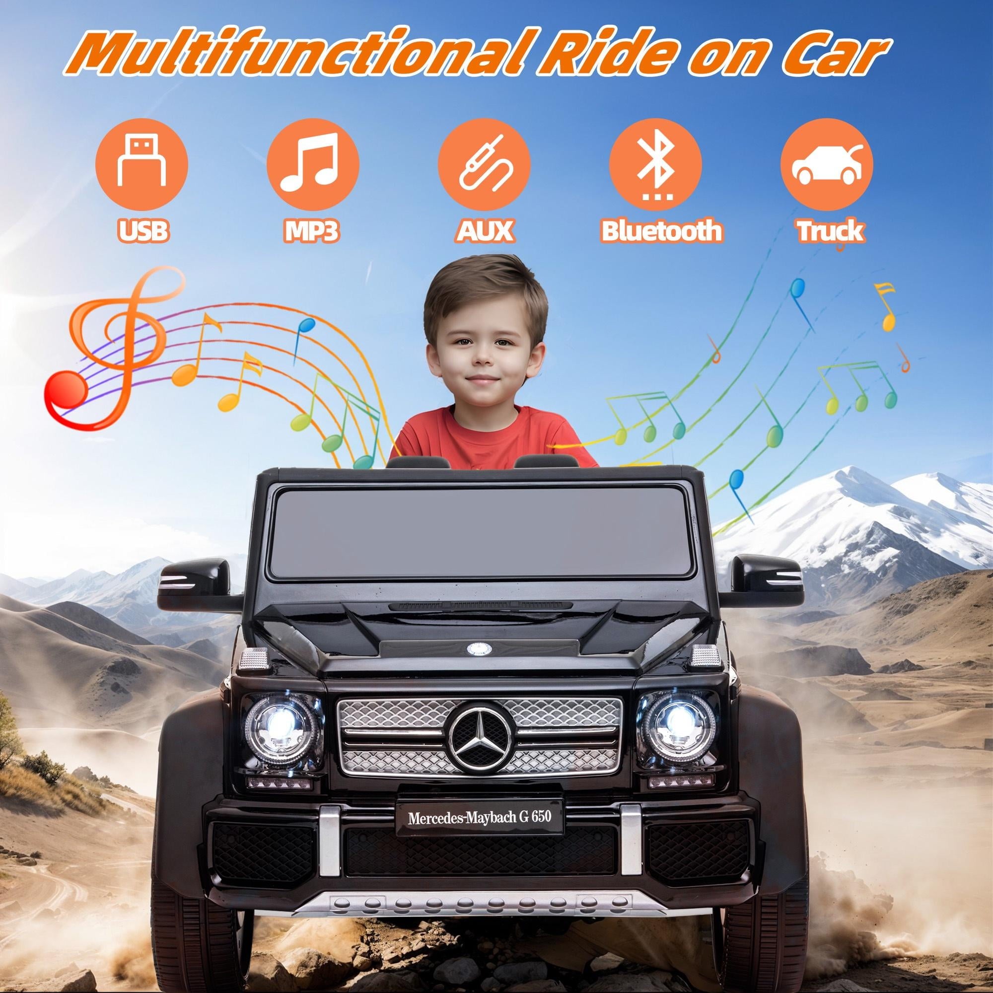 24V Ride on Car with Remote Control for Kids Mercedes Benz Ride on Car Toy for Boys and Girls 3-6 Years Old, Electric Vehicle, Bluetooth, LED Light, White