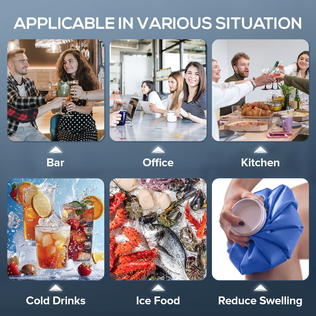 Auseo Portable Ice Maker Countertop, One-Click Operation Ice Makers with Ice Scoop and Basket, for Kitchen/Office/Bar/Party-Black