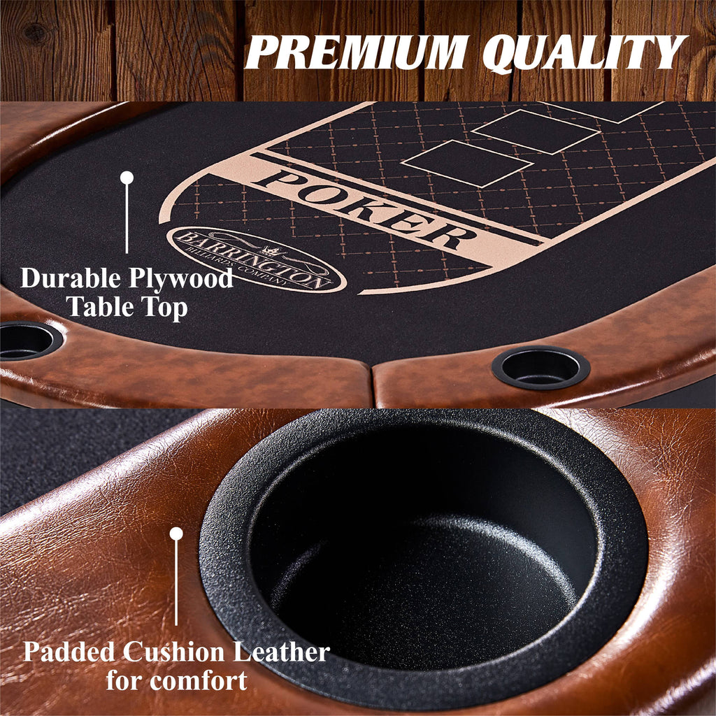 Barrington Premium Charleston 10 Player Brown Poker Table, No Assembly Required