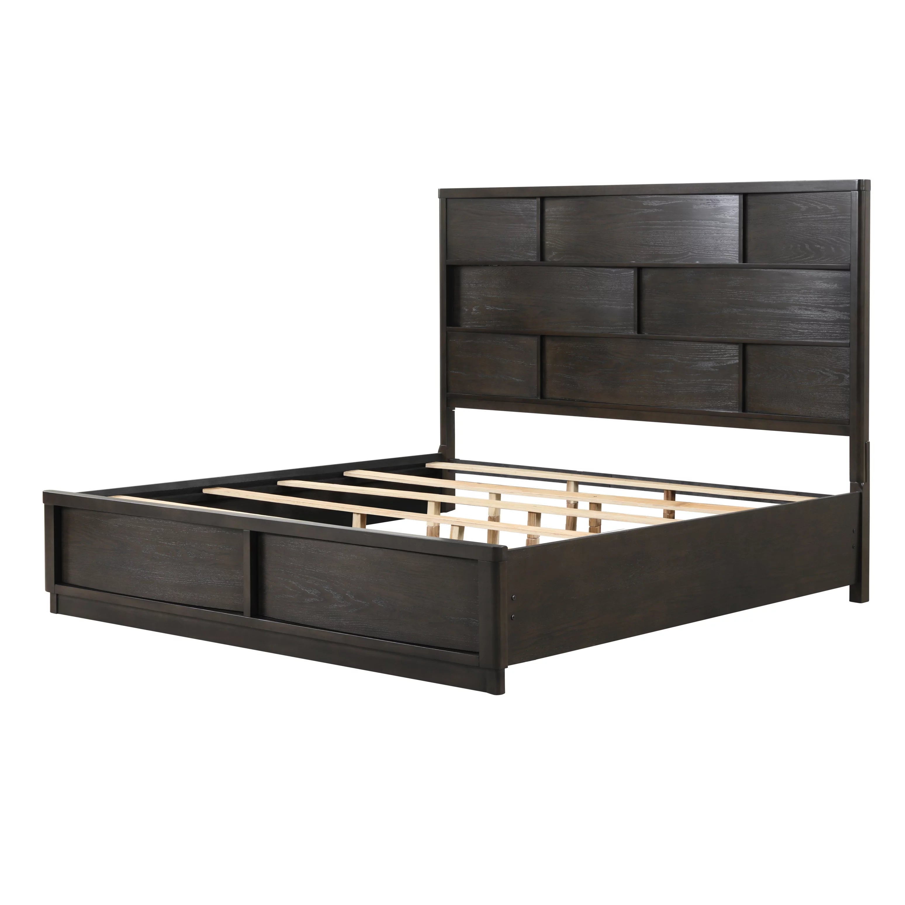 Belani Wood Panel Bed Set, King Bed, Dresser, Mirror, Nightstand, Chest, Espresso