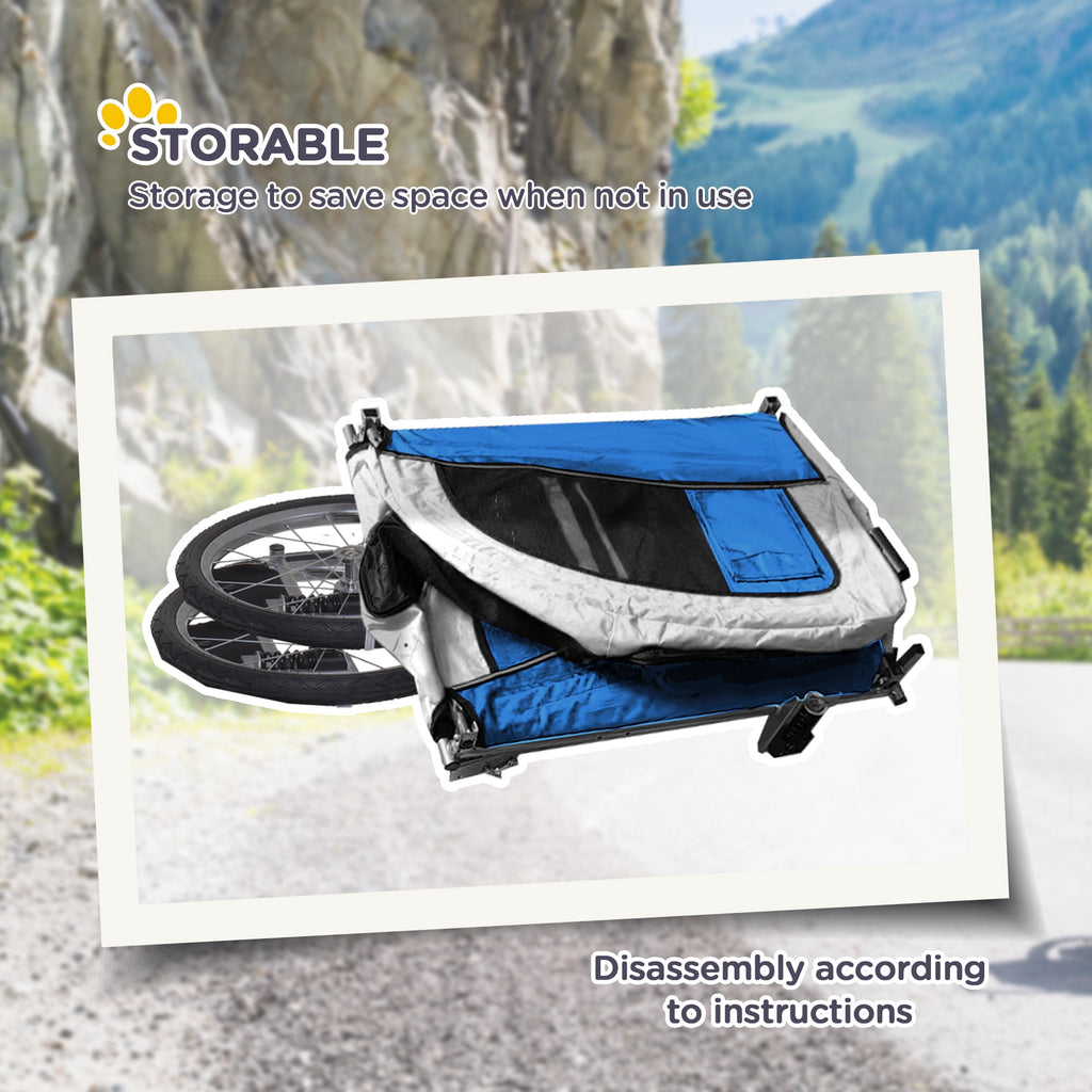 Aosom Dog Bike Trailer 2-In-1 Pet Stroller with Canopy and Storage Pockets, White