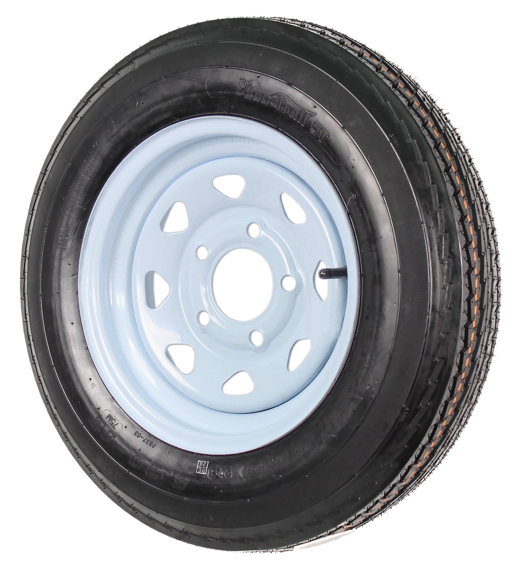 2-Pack Trailer Tire On Rim 530-12 5.30-12 12 in. White Spoke Wheel 5 Bolt C