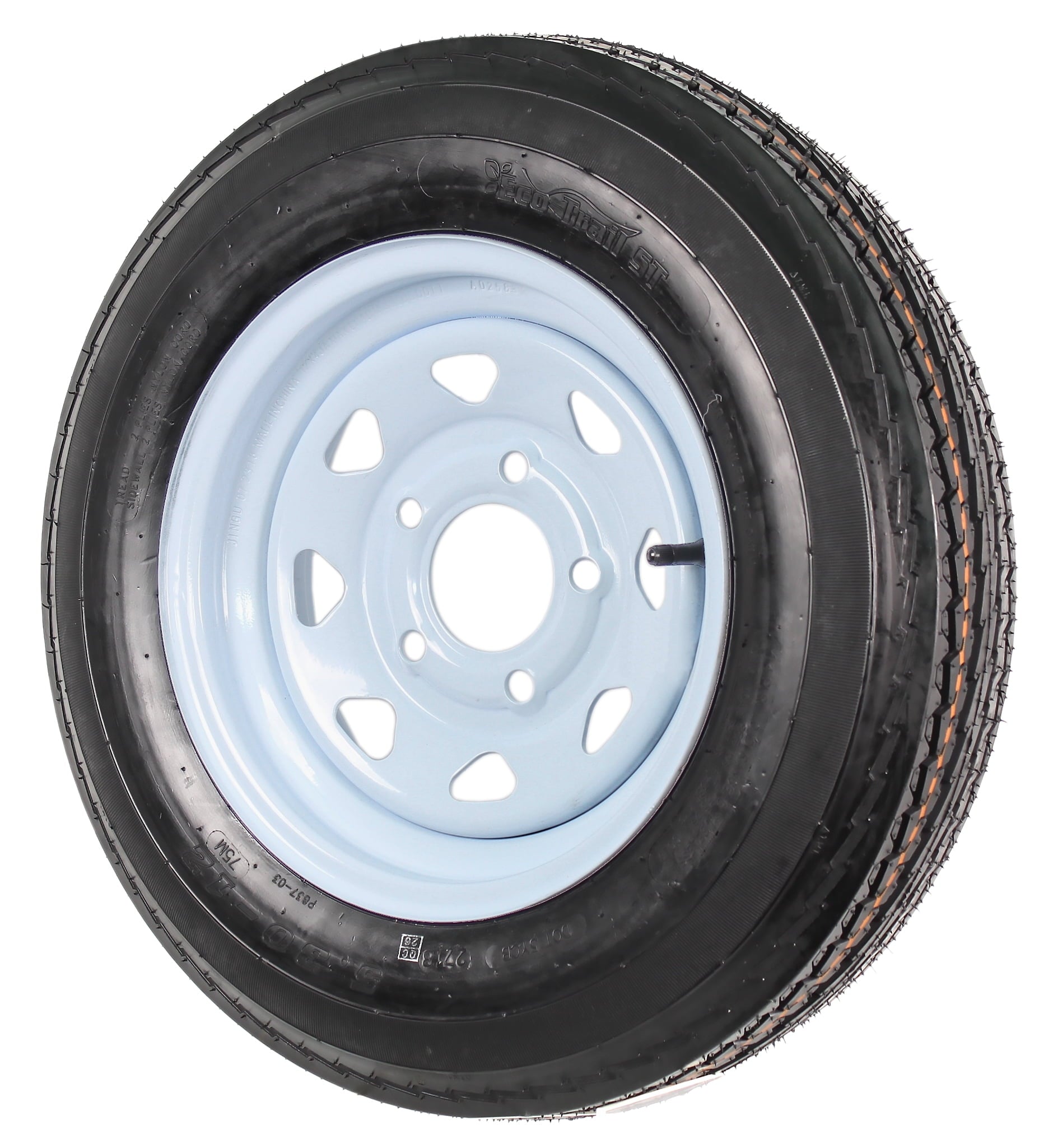 2-Pack Trailer Tire On Rim 530-12 5.30-12 12 in. White Spoke Wheel 5 Bolt C