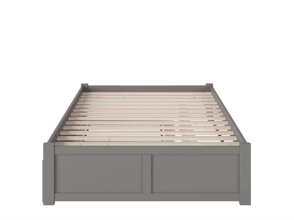 AFI Concord Queen Platform Solid Wood Panel Bed with Trundle in Gray