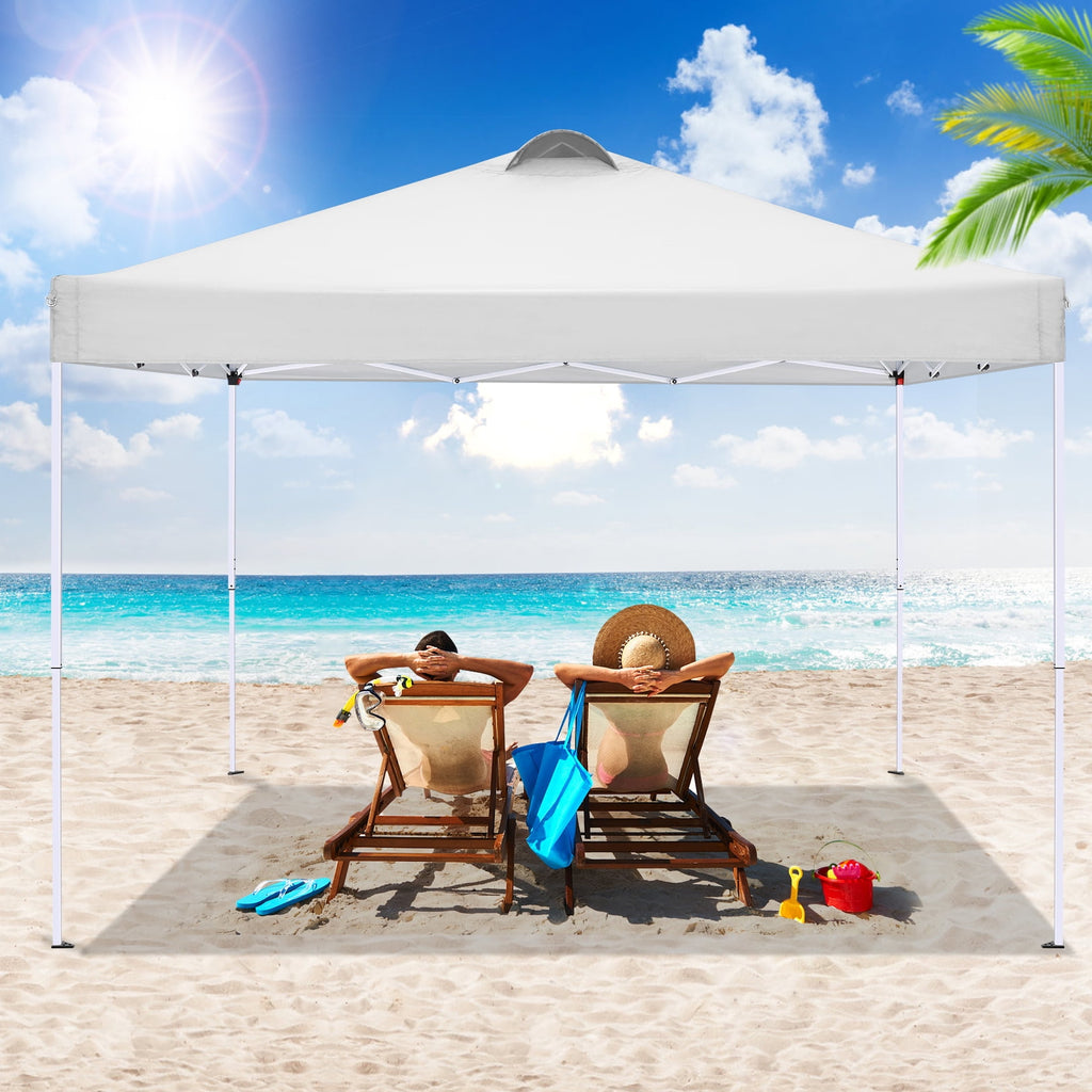 10'x10' EZ Pop Up Canopy with Top Vent, Large Commercial Tent, Waterproof and Sunproof with 4 Removable Sidewalls, Suitable for Weddings come with 4 Sandbags (Black)