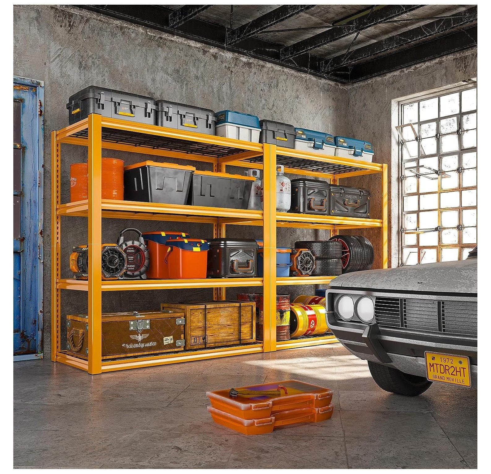 40"W Garage Shelving Heavy Duty Loads 2240LBS Garage Storage Shelves Heavy Duty Shelving 4-Tier Adjustable Metal Shelves for Storage Rack Industrial Shelving Utility Shelf,40"W X19.5"D X59.5"H