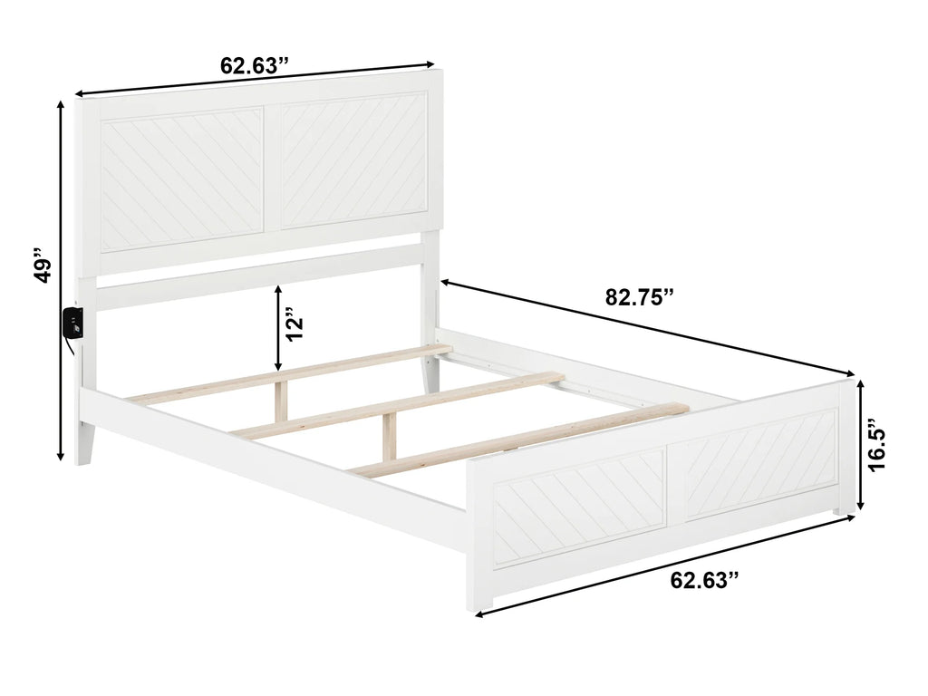 AFI Canyon White Solid Wood Foundation Bed Frame with Matching Footboard, Queen